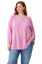 St. John’s Bay Pink Linen Blend Tunic Blouse XXL Slub Knit Peasant Boho