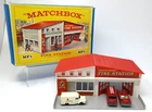 Lesney Matchbox MF-1 Fire Station  ( Red Roof ) with Box Plus Emergency Vehicles
