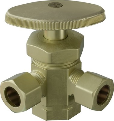 PROFLO PFX3T322R 1/2'' x 3/8'' x 3/8'' Dual Outlet Stop - Brass