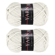 2PCS Crocheting Yarn, White 4Ply Acrylic Yarn 50g, 110Yards
