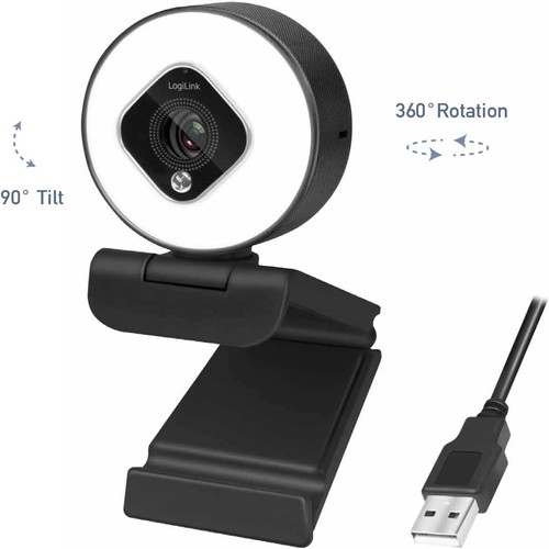 LogiLink UA0384 - Full-HD-USB-Webcam, 76°, Dual-Mikrofon, Autofokus, Ringlicht, - 第 10/10 張圖片