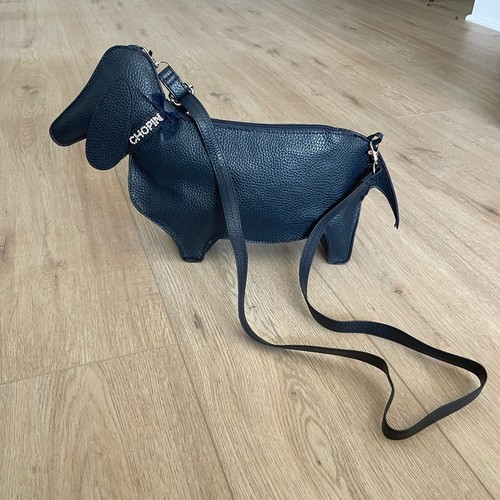 Chopin navy blue dachshund dog handbag Crossbody