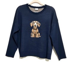NEW Nikka K NAVY Dachshund DogSweater Puppy Gold Collar STAR HIGH QUALITY SZ M