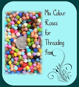 Fall Rose holes for Beading Flowers Roses Resin Beads 5 Pairs 5 Colours Autumn