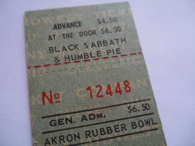 BLACK SABBATH 1972 Original__CONCERT TICKET STUB + Humble