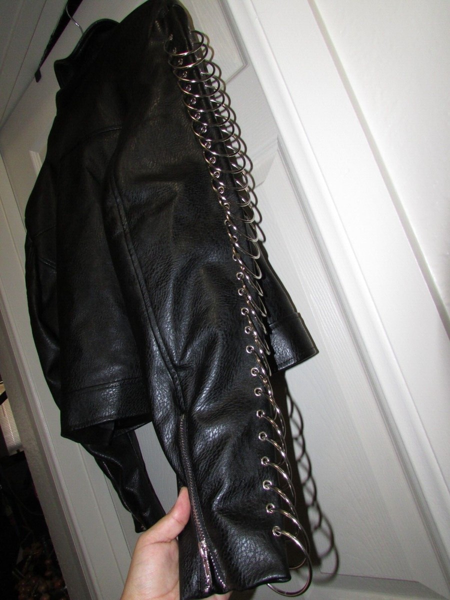 Azalea Wang O-Ring Sleeve Faux Leather Moto Jacket Size 2X