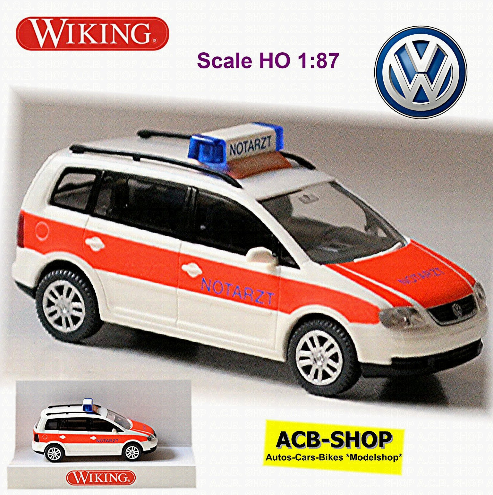 VW Volkswagen Touran I Van Typ 1T 2003-06 Notarzt 1:87 Wiking 071 10