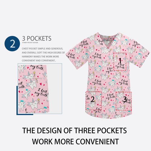 Women men Scrubs Medical Uniforms Nurse Uniform Breathable Medical Scrub Tops - Picture 3 of 20
