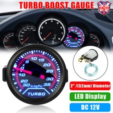 52mm/2" Car Turbo Boost Pressure Pointer Gauge Meter Smoked Dials 30Psi Pob LED