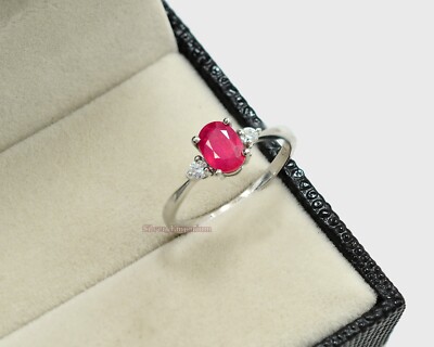 7x5 MM Natural Ruby Gemstone 925 Sterling Silver July Birthstone Engagement Ring
