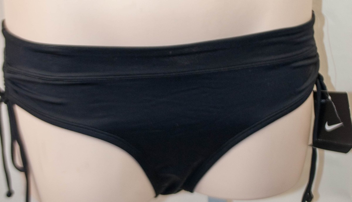 Nike Ladies Solid Black Side Ties Bikini Bottoms Swimwear