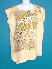 Vtg 80s Express Sweatshirt Leopard Print Asymetric Hem Flashdance Style Sz M