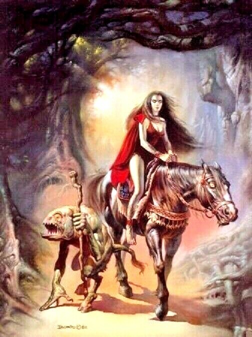 BORIS VALLEJO FANTASY ART PRINT 'THE WITCH AND HER FAMILIAR