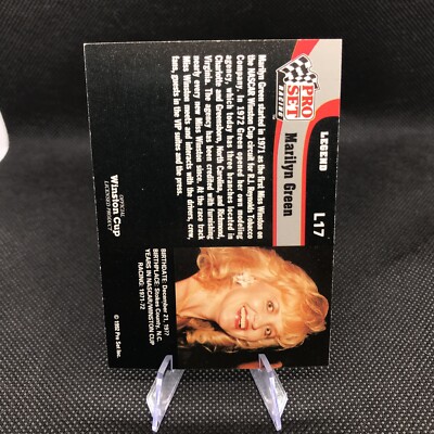 rare nascar trading cards 1992 Pro Set Winston Cup Legends Marilyn Green #L17 Rare NASCAR Trading Card