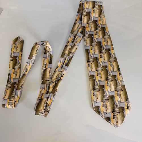 Neck Tie Men Yellow Abstract Silk Woven Suit COCKTAIL COLLECTION Wine STONEHENGE - Picture 3 of 9
