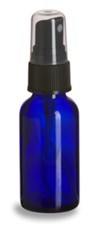 COBALT BLUE Glass Bottles 1 oz w/BLACK Fine Mist Sprayers 2-4-8-12-24 count