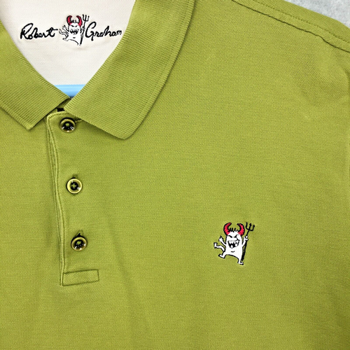 Robert Graham Polo Shirt 2XL XXL Green Devil Monster Embroidery - Picture 2 of 8