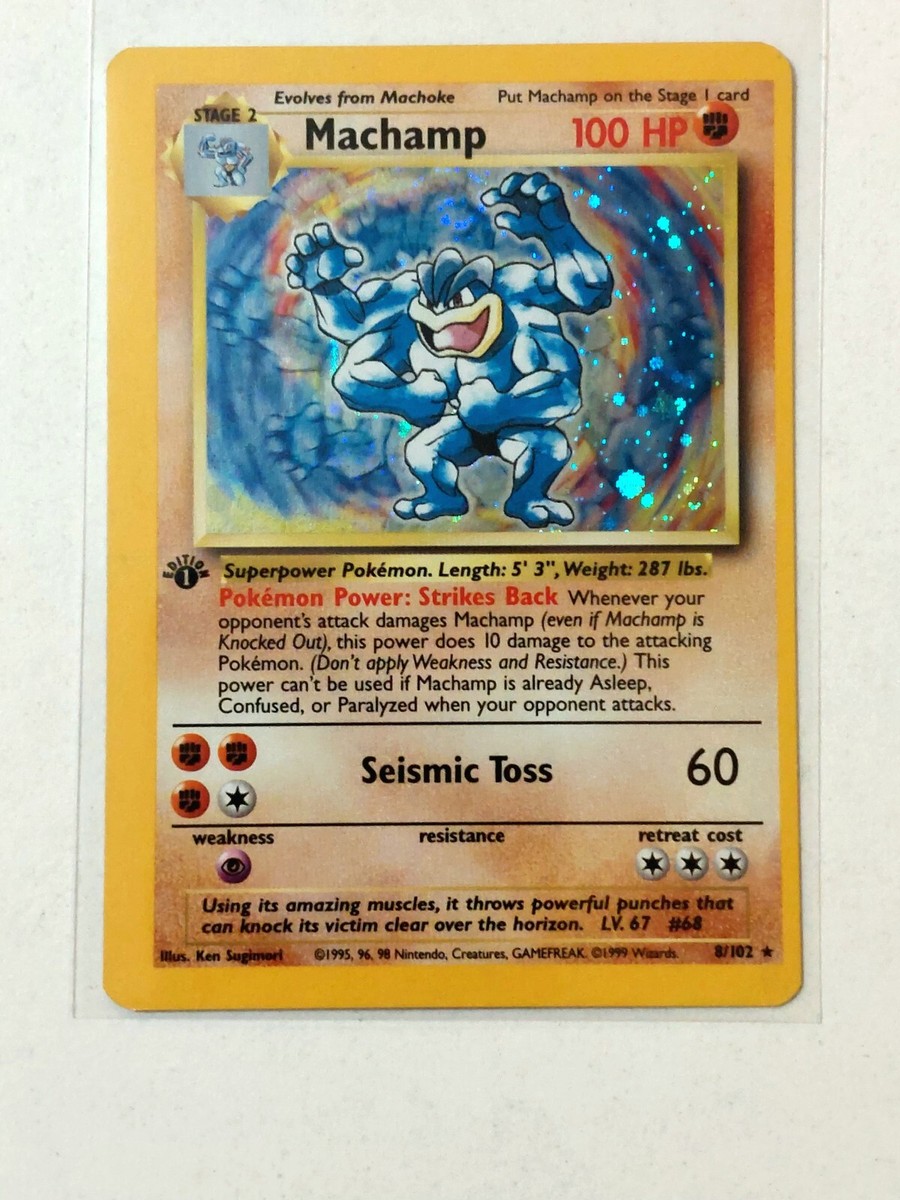 Machamp Base Set 1st Edition Miscut Swirl Error Misalignment