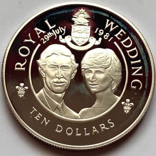 CAYMAN ISLANDS 10 DOLLARS 1981 PROOF SILVER Charles & Di Wedding Commemorative