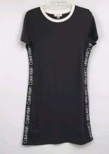 NWOT Calvin Klein Black Soft Stretch Short Sleeve Spellout T-Shirt Dress Small