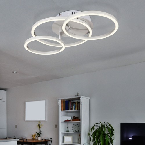 Plafoniera Lampada Design Plafoniera Camera da Letto 3 Fiamma Nichel LED L 50cm