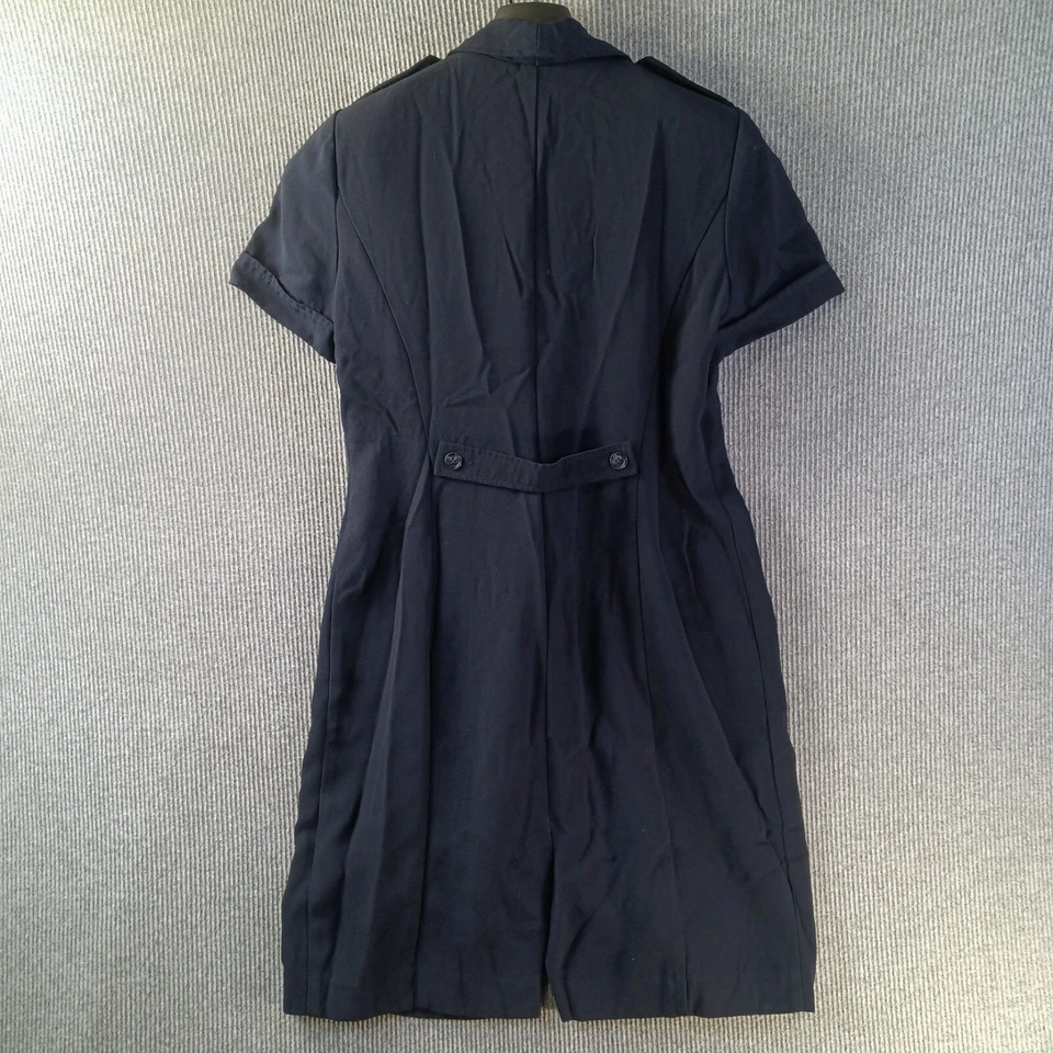 Danny Nicole Shirt Dress Womens 10 Petite Blue Shoulder Pads Epaulettes Pockets - Image 3 of 4