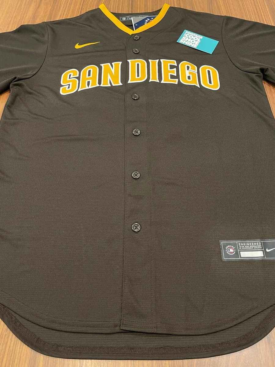 NIKE MLB ON-FIELD FERNANDO TATIS JR. SAN DIEGO PADRES ROAD JERSEY BROWN  GOLD M