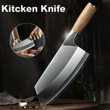 Kitchen Knife Stainless Steel Asian Chef Butcher Sharp Cleaver Chopping Meat US