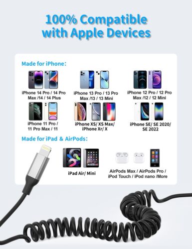 2 Pack 3FT USB Coiled Fast Charging Cable Data Syncing Cord for iPhone - Picture 3 of 8