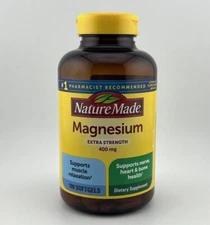 Magnesium 400 mg Nature Made Extra Strength , 180 Softgels Exp: 07/26