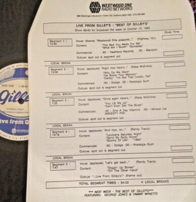 RADIO SHOW: BEST OF LIVE FROM GILLEY'S 10/10/88 REBA, RANDY TRAVIS, HIGHWAY 101