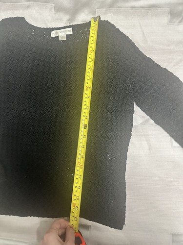 Petite Sophisticate Black Knit top size M Cotton/ Linen - Picture 15 of 17