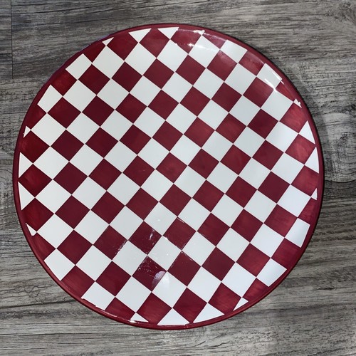 Sonoma Set Of 4 Red Checkered Bordeaux Dinner Plates 11" eBay