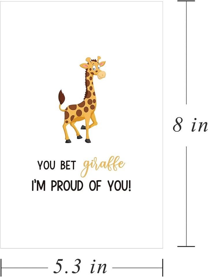 You Bet Giraffe I'M Proud of You Card, Animal Puns Congratulations Card for Him - Image 2 of 4