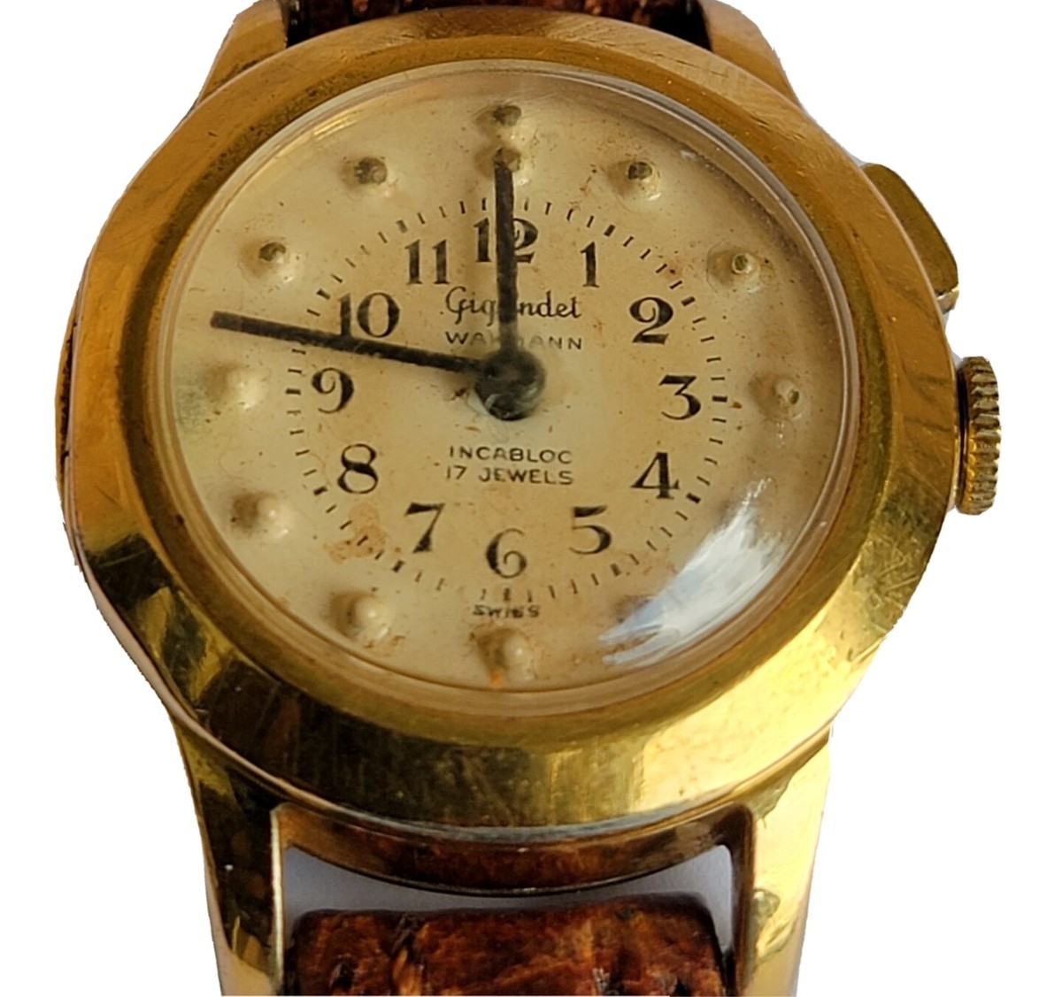 RARE Vintage Gigandet Wakmann Incabloc 17 Jewels Swiss Made Watch