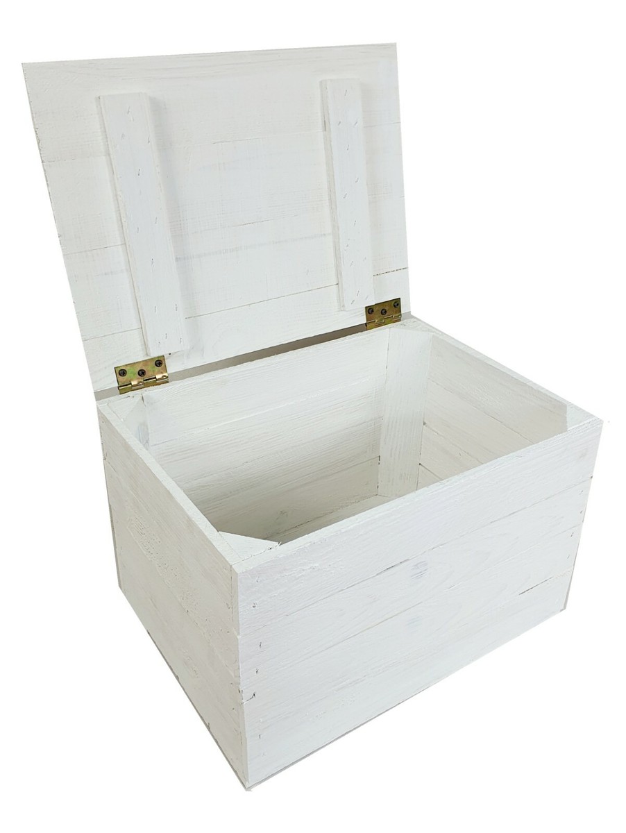 2er-Set Holztruhen In Weiß – Kleine Aufbewahrungskisten 48x36x28 Cm, Deko & Stauraum Für Wohnzimmer & Kinderzimmer