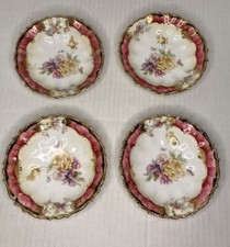 Antique Royal Leipsic Germany Berry Bowls Floral Gold Trim Set of 4