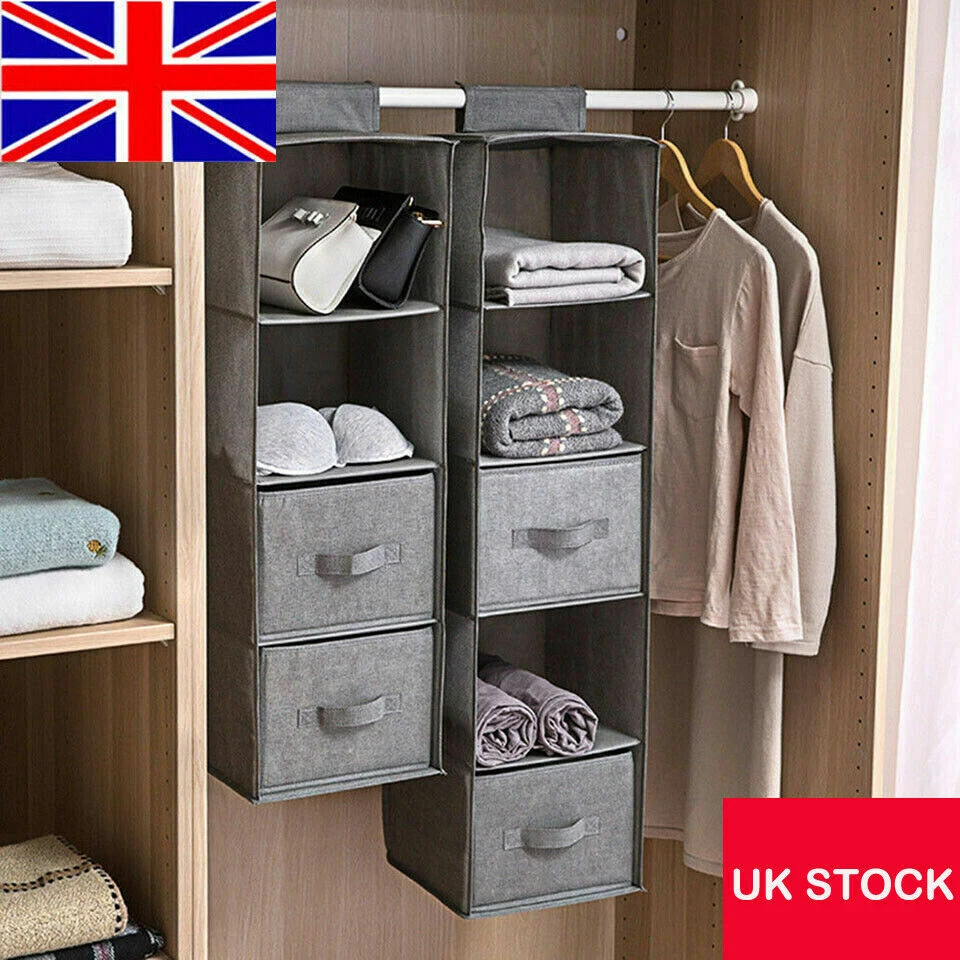 Tidy Hanger Hanging Boxes Wardrobe Storage Shelf Closet Organiser