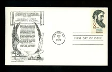US FDC #1446 Aristocrats / Lowry 1972 Macon GA Sidney Lanier Poet Confederate