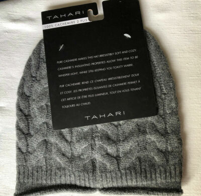TAHARI unisex 100% gray cashmere hat one size TAHARI Unisex 100% cashmere gray hat OS | eBay main image 2