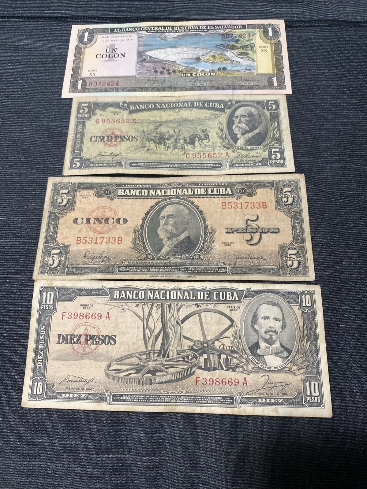 Mixed Lot Of 4 World Paper Money El Salvador 1978