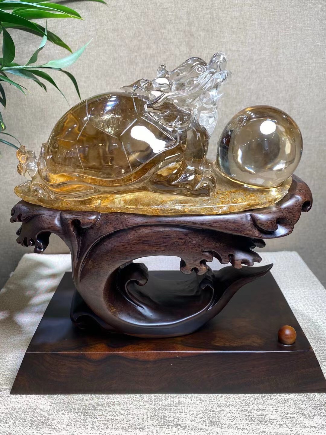 9.39LB Natural Citrine Dragon Turtle Skull Crystal Healing Stone