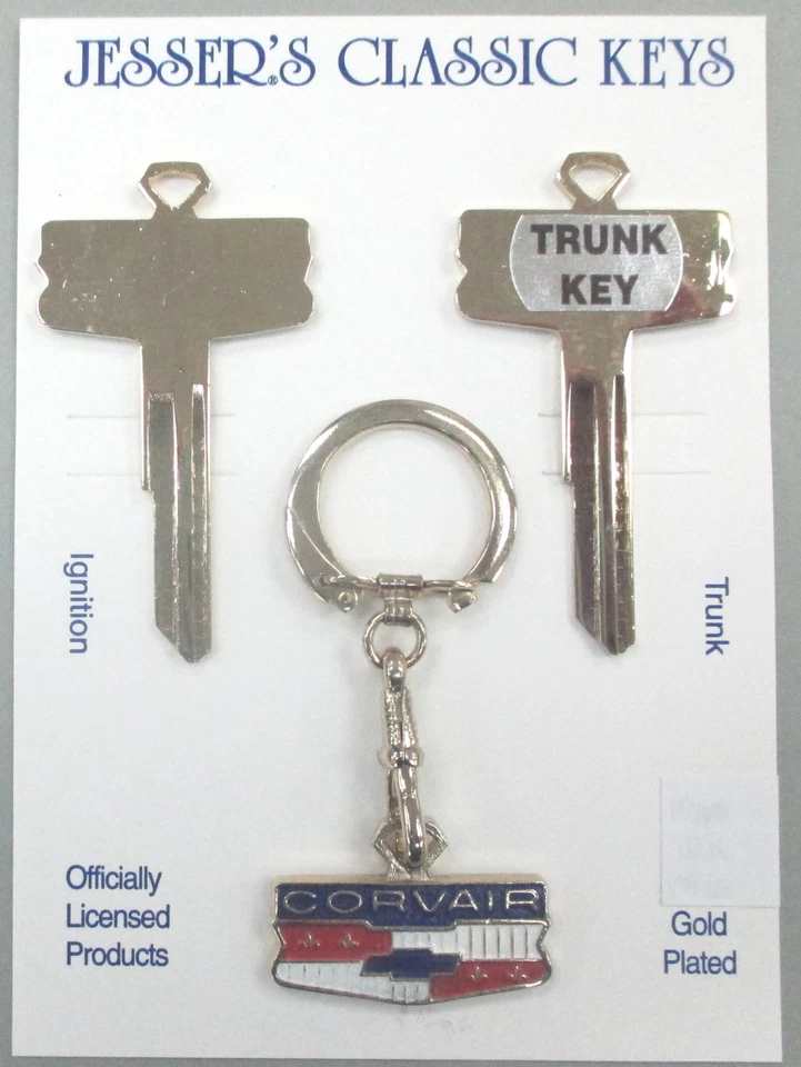 Juego de llaves de 3 piezas Chevrolet Corvair 1963 de oro amarillo raro pajarita llaves nuevas B-10 Foto 3 de 4