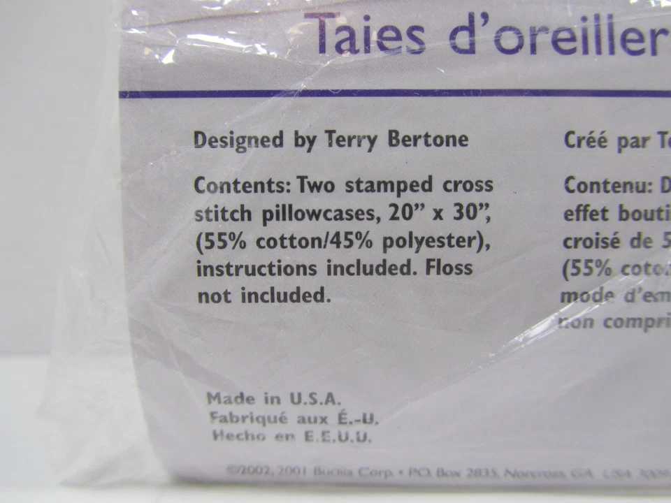 Plaid Bucilla 2 stamped Pillowcases Hummingbird Floral 20" by 30" New in Package - Image 3 of 4