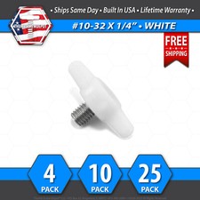10-32 x 1/4" Thumb Screw Stainless Steel - White Tee / Wing Knob - USA