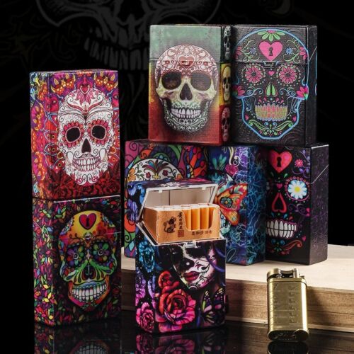 Portable Plastic Cigarette Case Skull Tobacco Storage Flip Top Cigarette 95MM