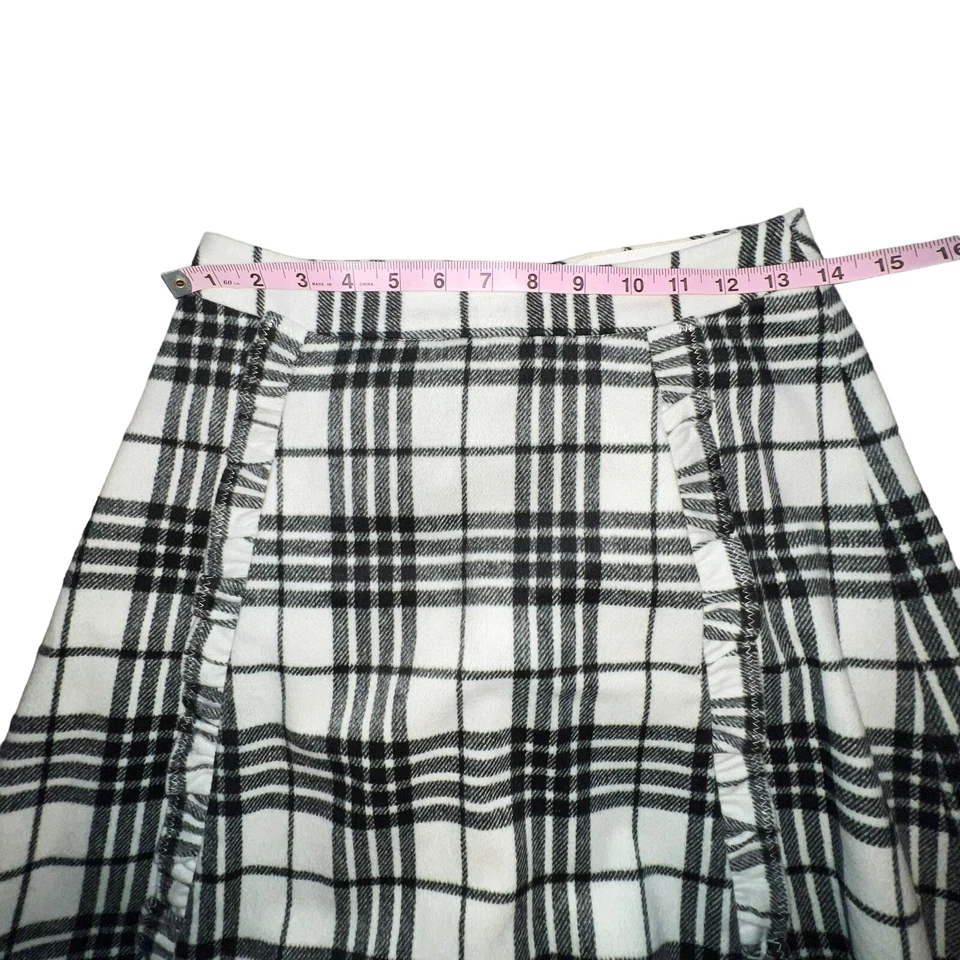 MINIFALDA LOFT MUJER NEGRA BLANCA A CUADROS LÍNEA MEZCLA LANA DETALLE VOLANTES TALLA 0 Foto 3 de 4