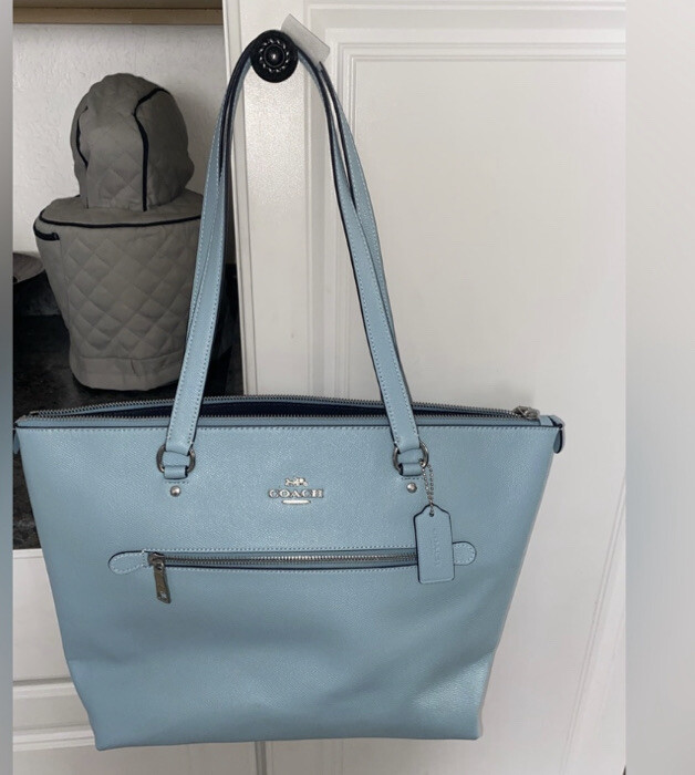 Coach Crossgrain Leather Gallery Tote (Ice Blue) (79608) | eBay