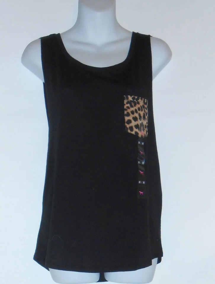 Camiseta sin mangas Victoria's Secret rosa leopardo bolsillo musc;le + bandeau tachonado M nueva con etiquetas Foto 2 de 4