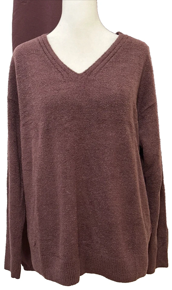 Barefoot Dreams CozyChic Lite Pullover & Lounge Pant Set, Fig Petite MD A610834 - Image 3 of 4